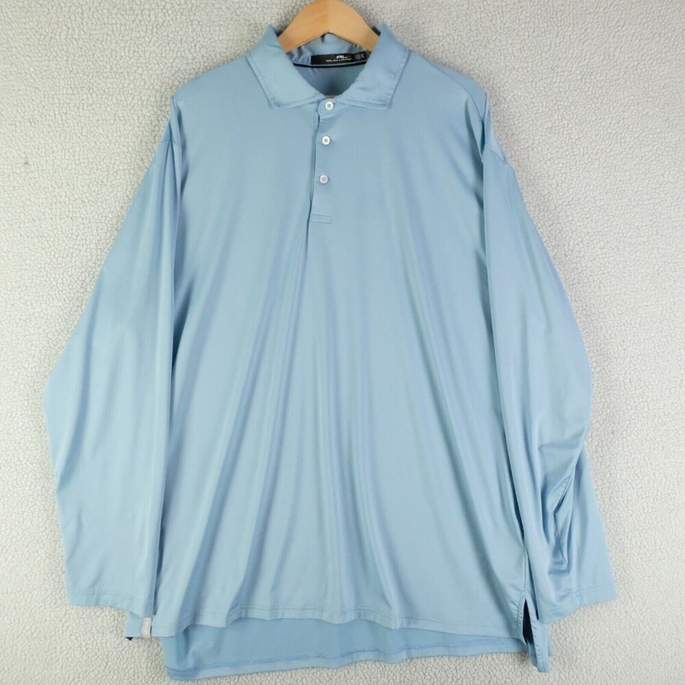RLX Ralph Lauren Polo Mens XXL 2XL Blue Athletic Wicking Long Sleeve Golf